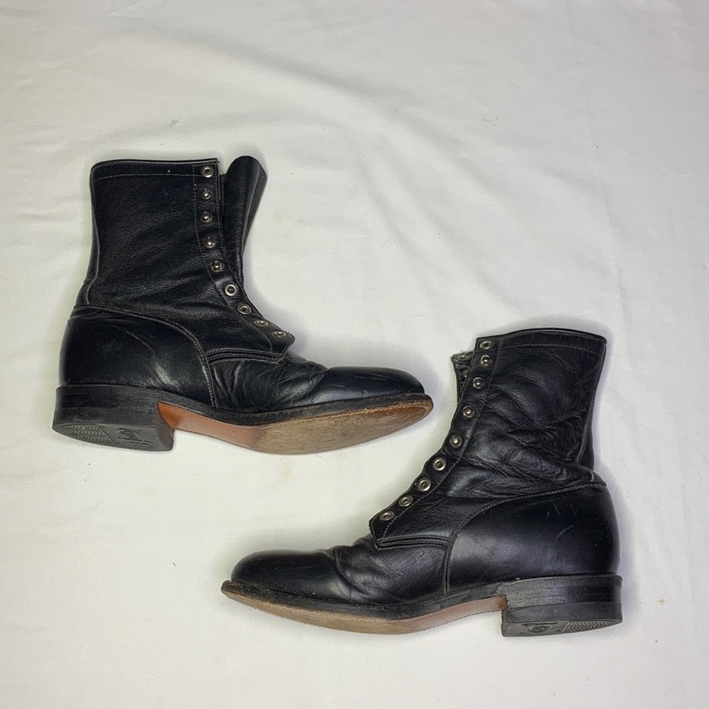 Black Justin Lace Up Cowboy Boots SZ 8 1/2 in men’s and 10 in women’s